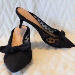 New Kitten Heel Mules, Black, Polka Dot, Sz.8